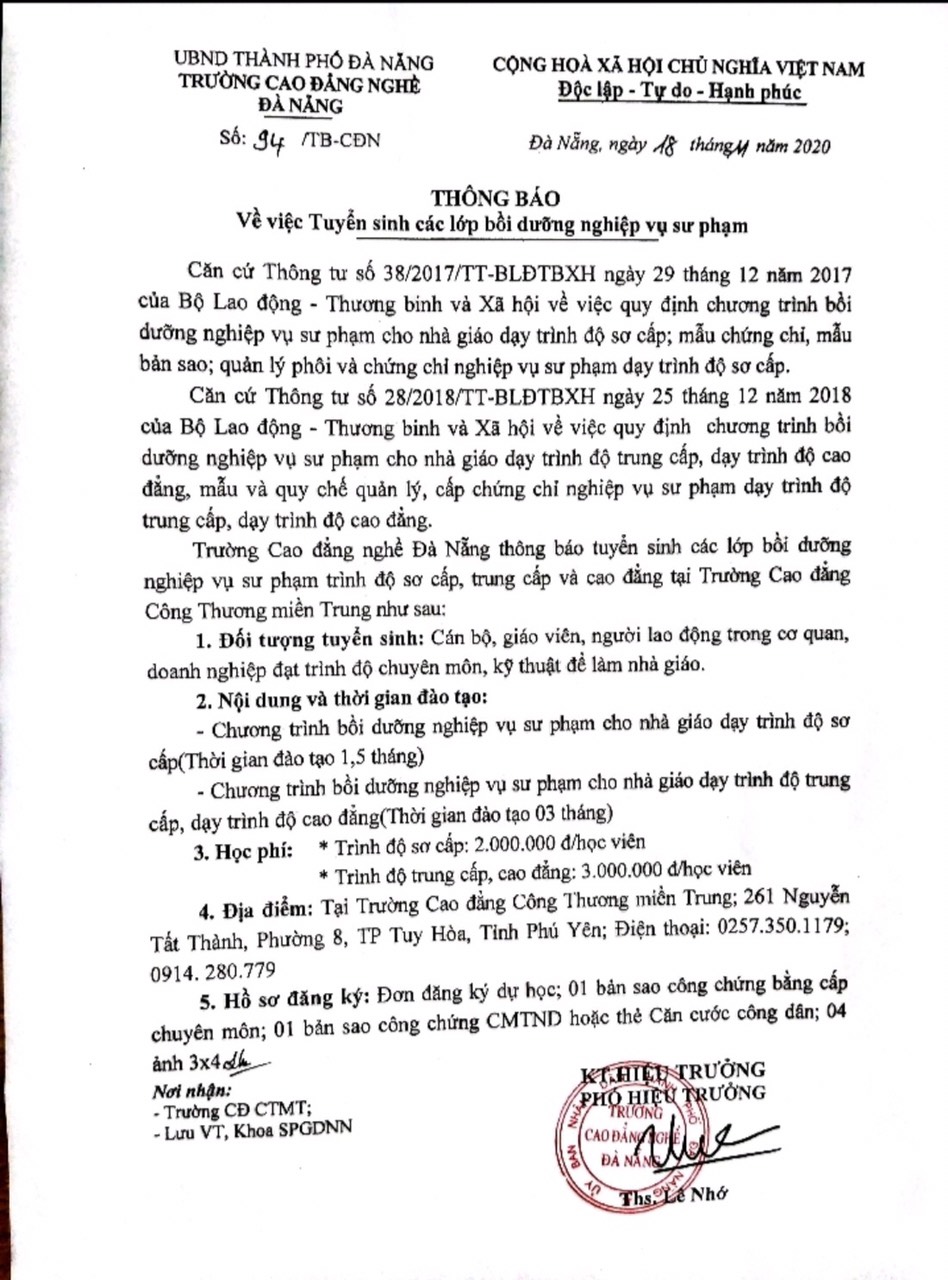 Thông báo tuyển sinh