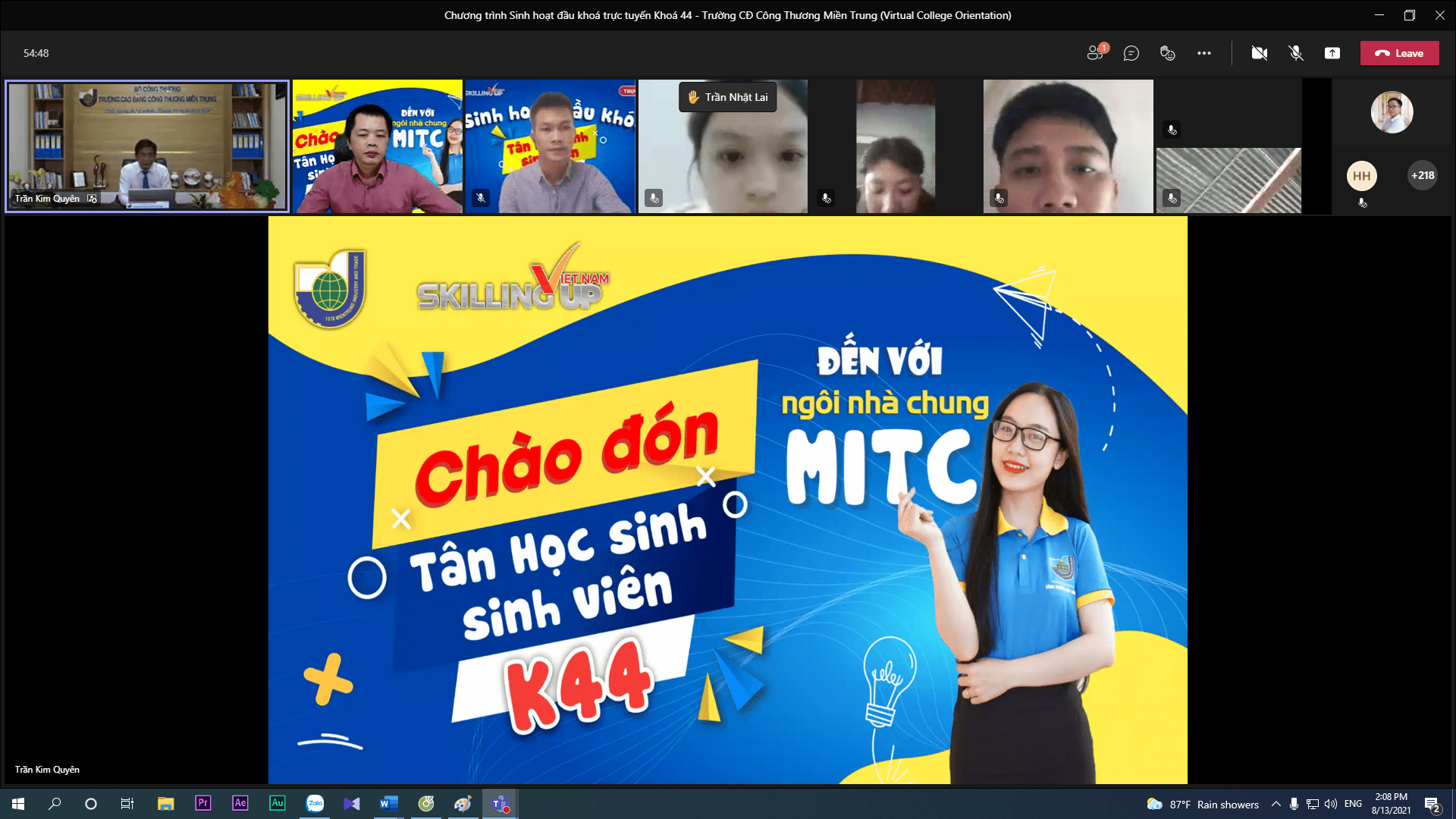 Trường Cao đẳng Công Thương miền Trung tổ chức chương trình sinh hoạt đầu khóa K44 bằng hình thức trực tuyến